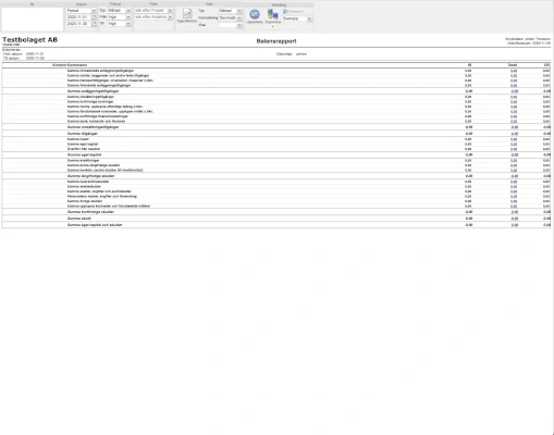 Uppföljning och rapporter i bokföringsprogrammet 24SevenOffice ser ut så här